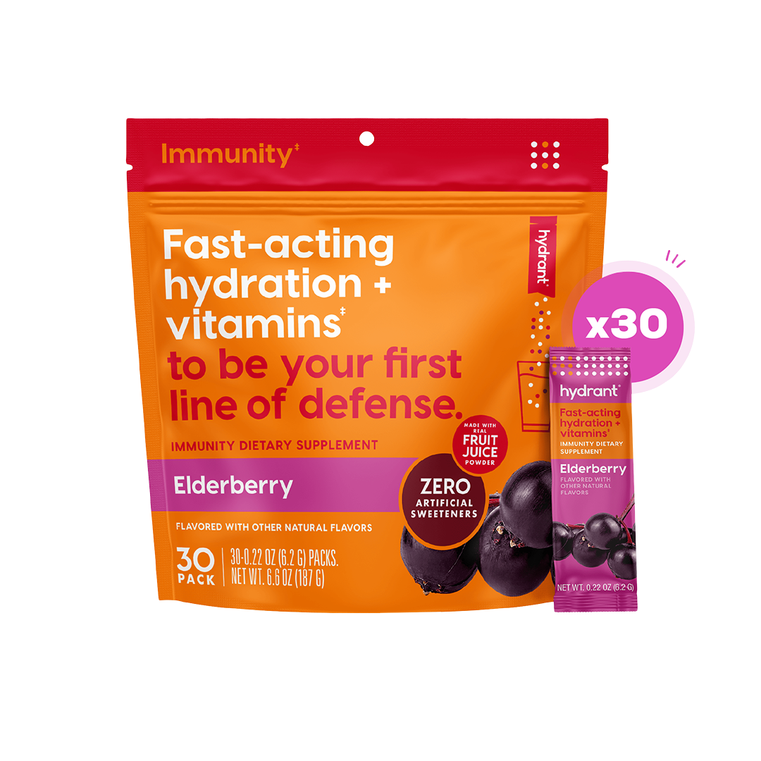 Hydrant IMMUNITY | Rapid Hydration Mix for Immune System Boost (Vitamin C, B12, B6 & Zinc) - Elderberry- front