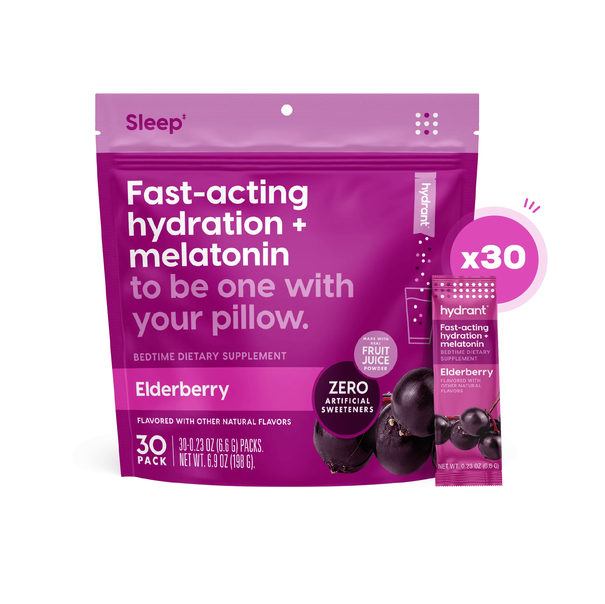 Hydrant SLEEP | Rapid Hydration Mix with Melatonin, Magnesium & L-Theanine - Elderberry Chamomile- front