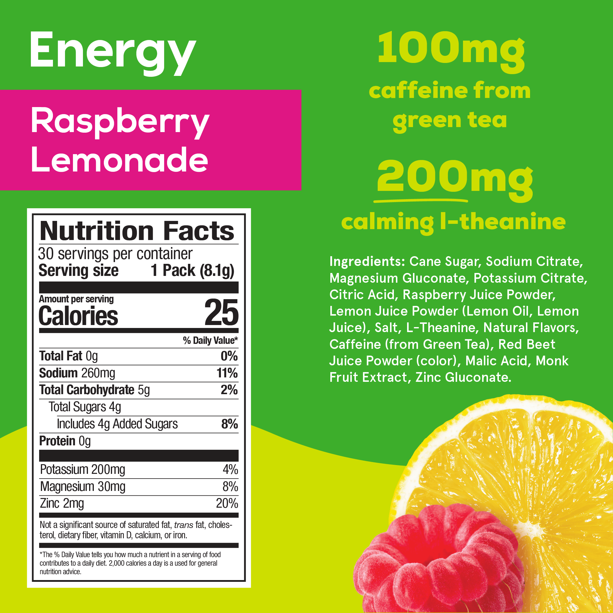 Hydrant ENERGY | Rapid Hydration Mix with Caffeine & L-Theanine - Raspberry Lemonade- back