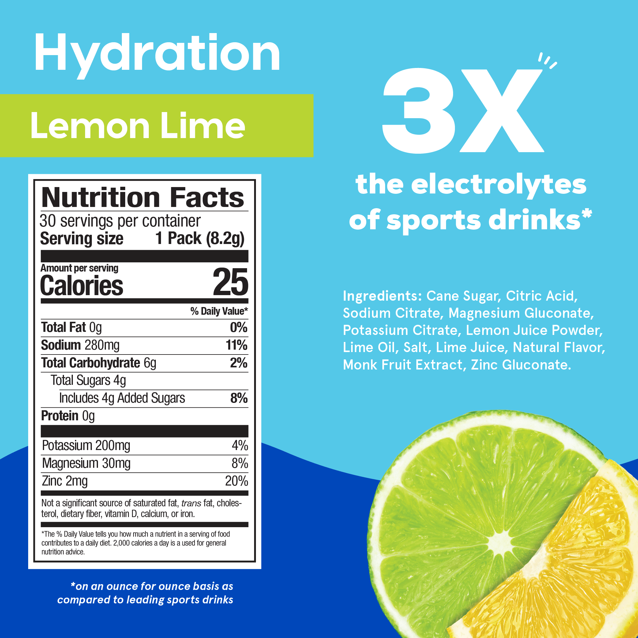 Hydrant HYDRATE | Rapid Hydration Mix with Electrolytes - Lemon Lime- back