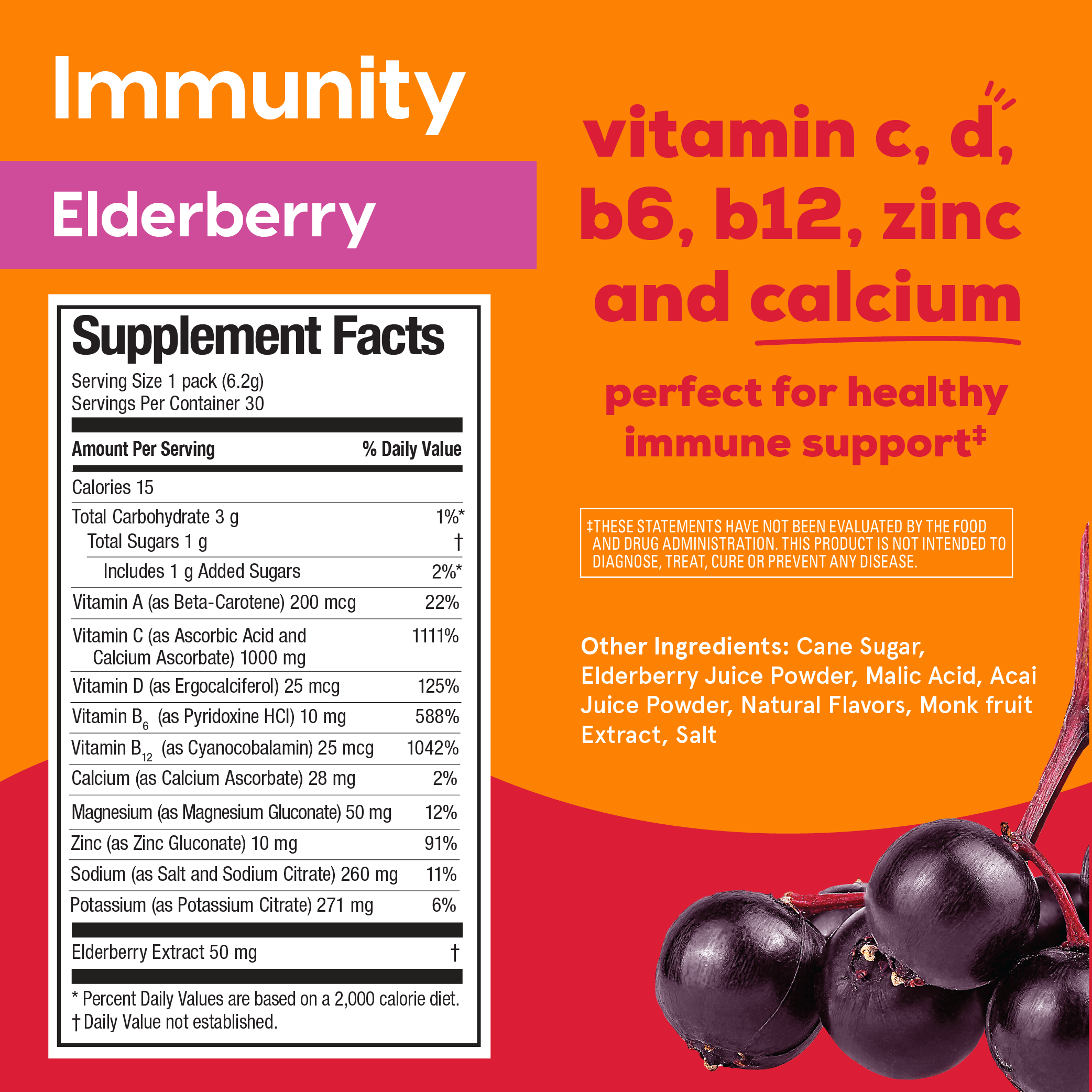 Hydrant IMMUNITY | Rapid Hydration Mix for Immune System Boost (Vitamin C, B12, B6 & Zinc) - Elderberry- back