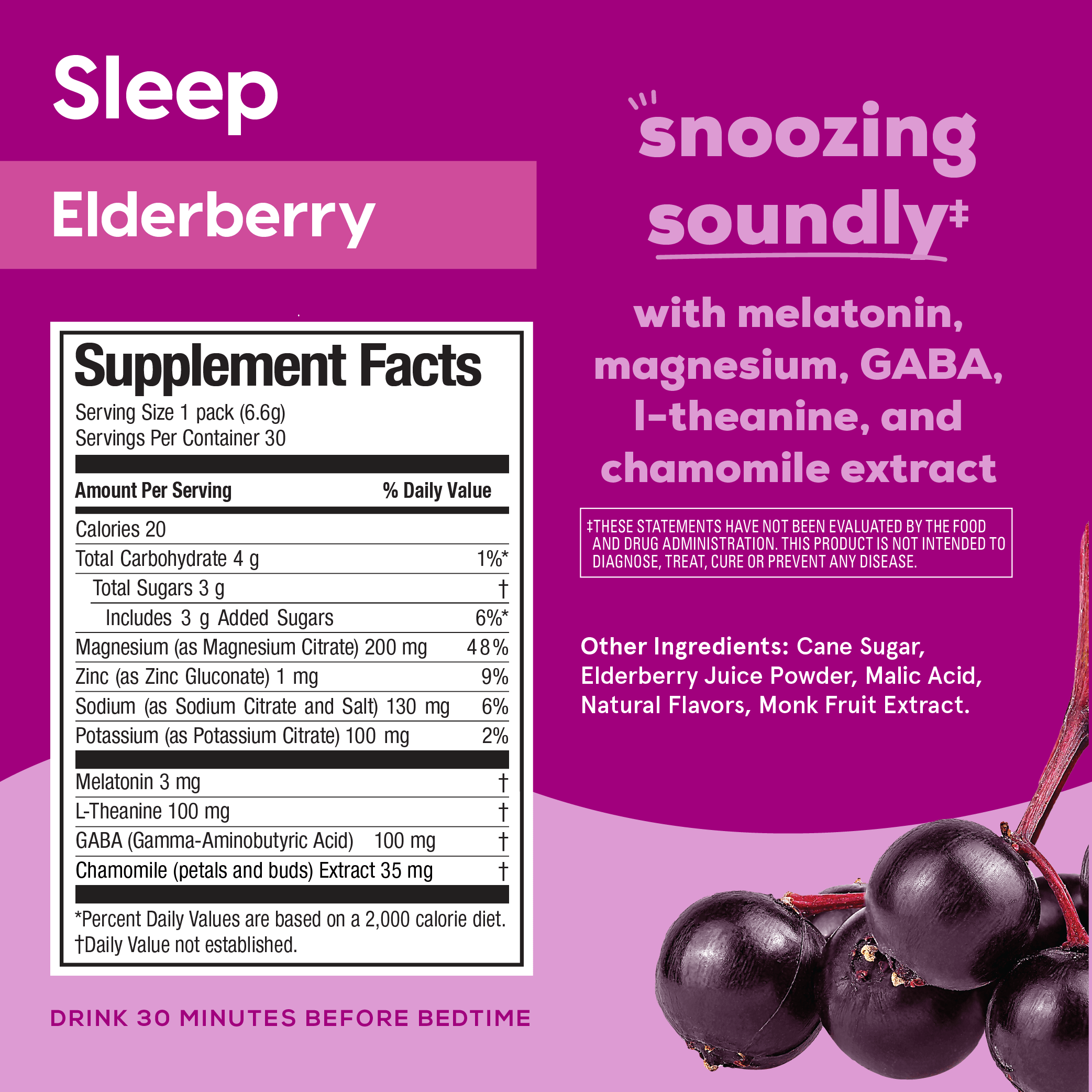 Hydrant SLEEP | Rapid Hydration Mix with Melatonin, Magnesium & L-Theanine - Elderberry Chamomile- back