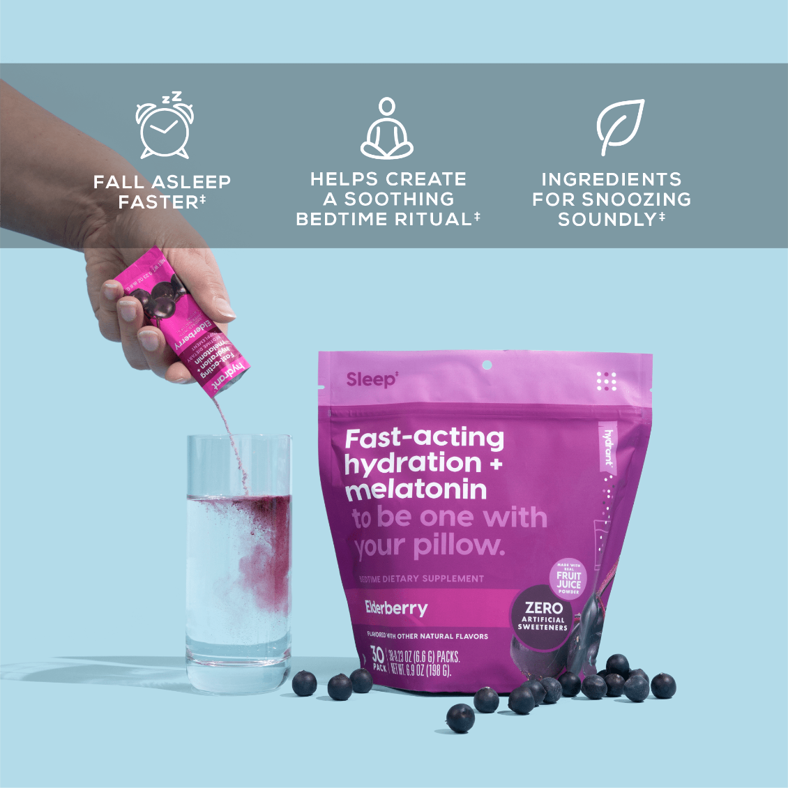 Hydrant SLEEP | Rapid Hydration Mix with Melatonin, Magnesium & L-Theanine - Elderberry Chamomile- lifestyle 2