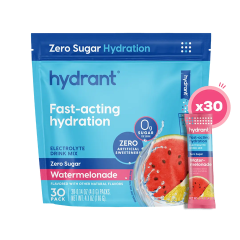 Hydrant Hydrate | Rapid Hydration Mix with Electrolytes 30 / Watermelonade: Zero Sugar Electrolyte