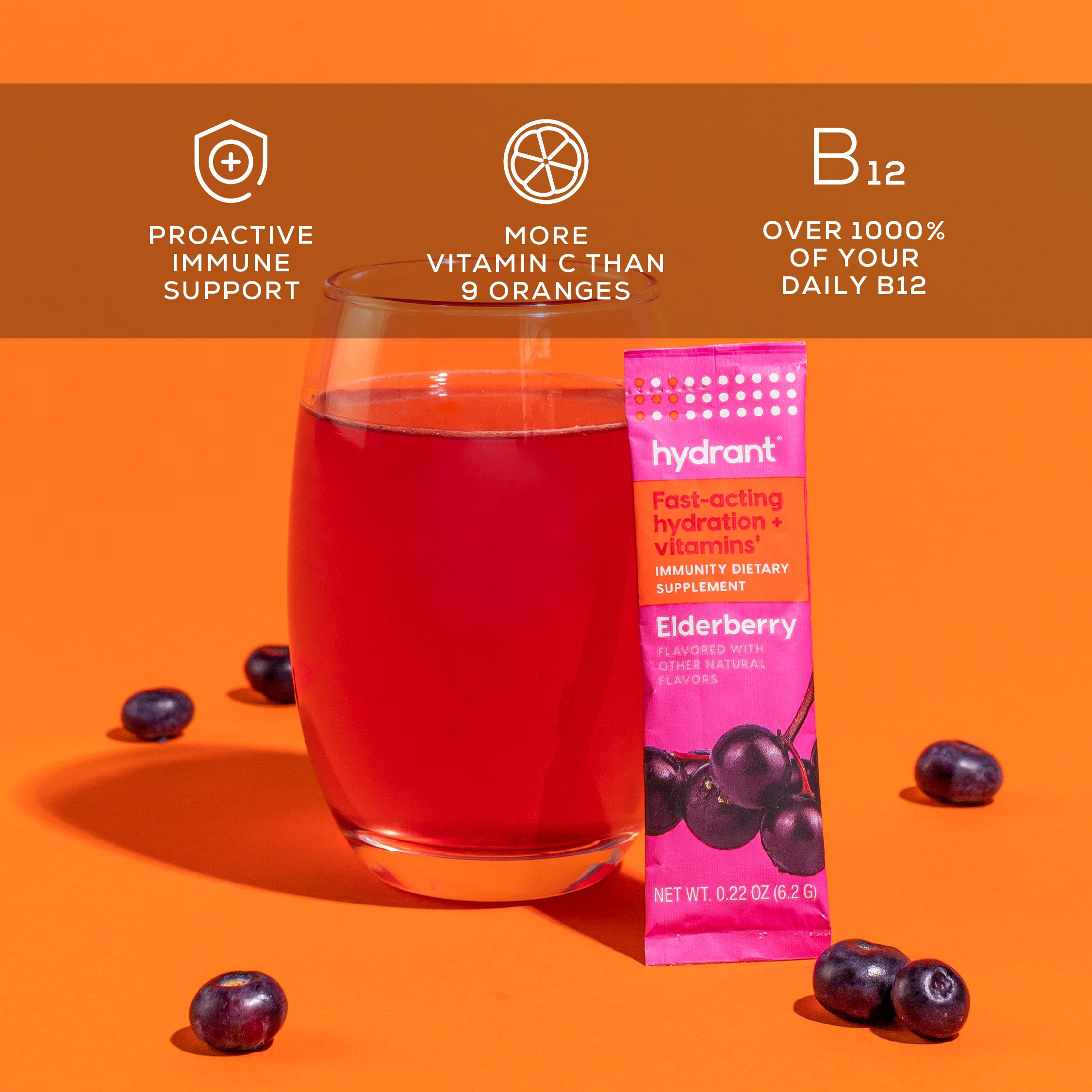 Hydrant IMMUNITY | Rapid Hydration Mix for Immune System Boost (Vitamin C, B12, B6 & Zinc) - Elderberry- lifestyle 2