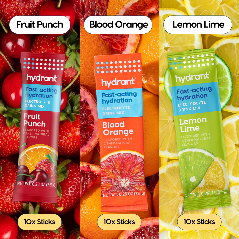 Fruit Punch, Blood Orange, and Lemon Lime stick packs